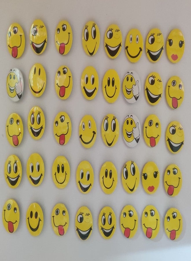 AMAROBA Smiley Badge with PIN, Smiley Emoji Colorful Expressions Button with PINS Dimensions 3 CM (Pack of 40, Yellow) - Image 3